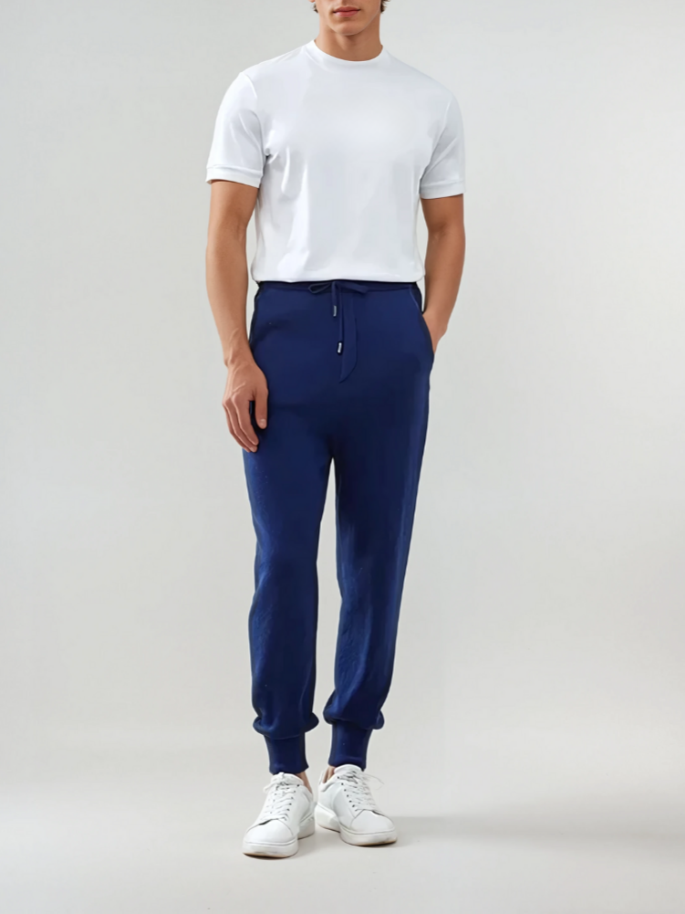 Pantalon en cachemire raffiné – Blauw