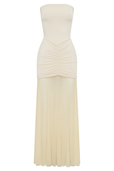 Océane Vêtements - Caspian Slinky And Mesh Off Shoulder Maxi Dress