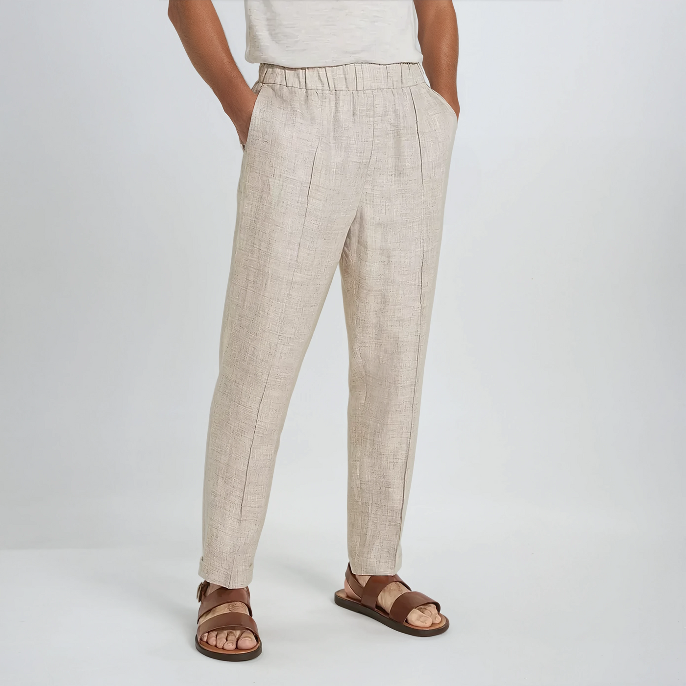Pantalon en lin beige