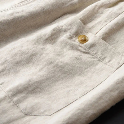 Pantalon en lin avec cordon de serrage Beige