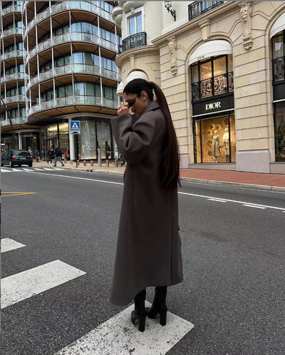 Manteau oversize marron élégant Hana