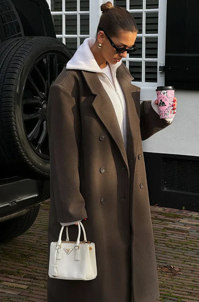 Manteau oversize marron élégant Hana