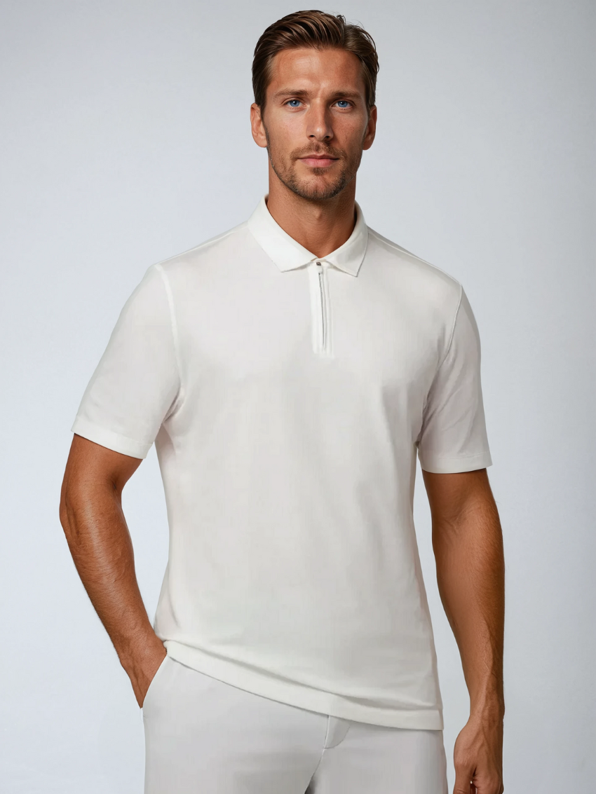 Polo zippé - Blanc