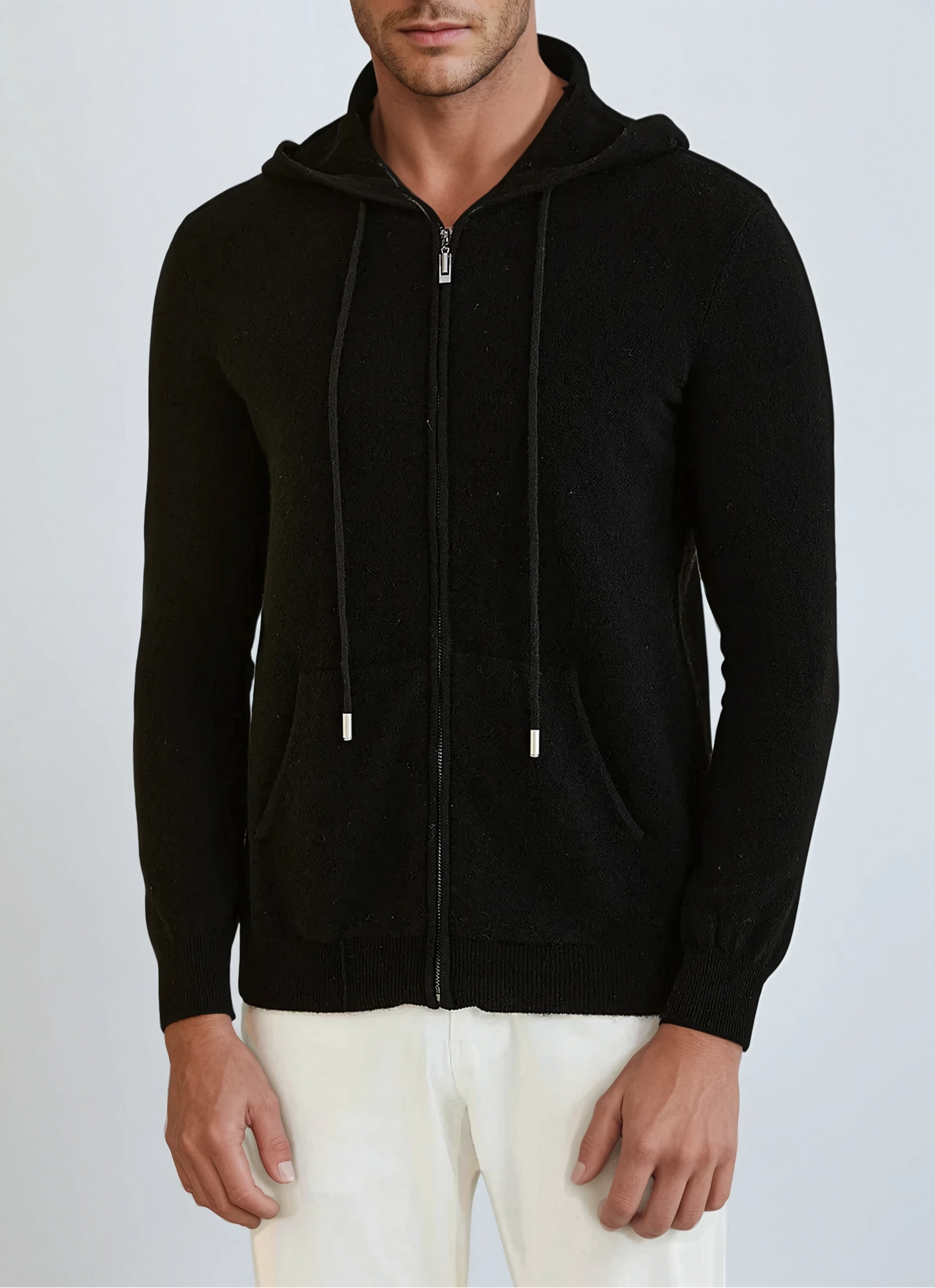 Gilet zippé en tricot de cachemire - Noir